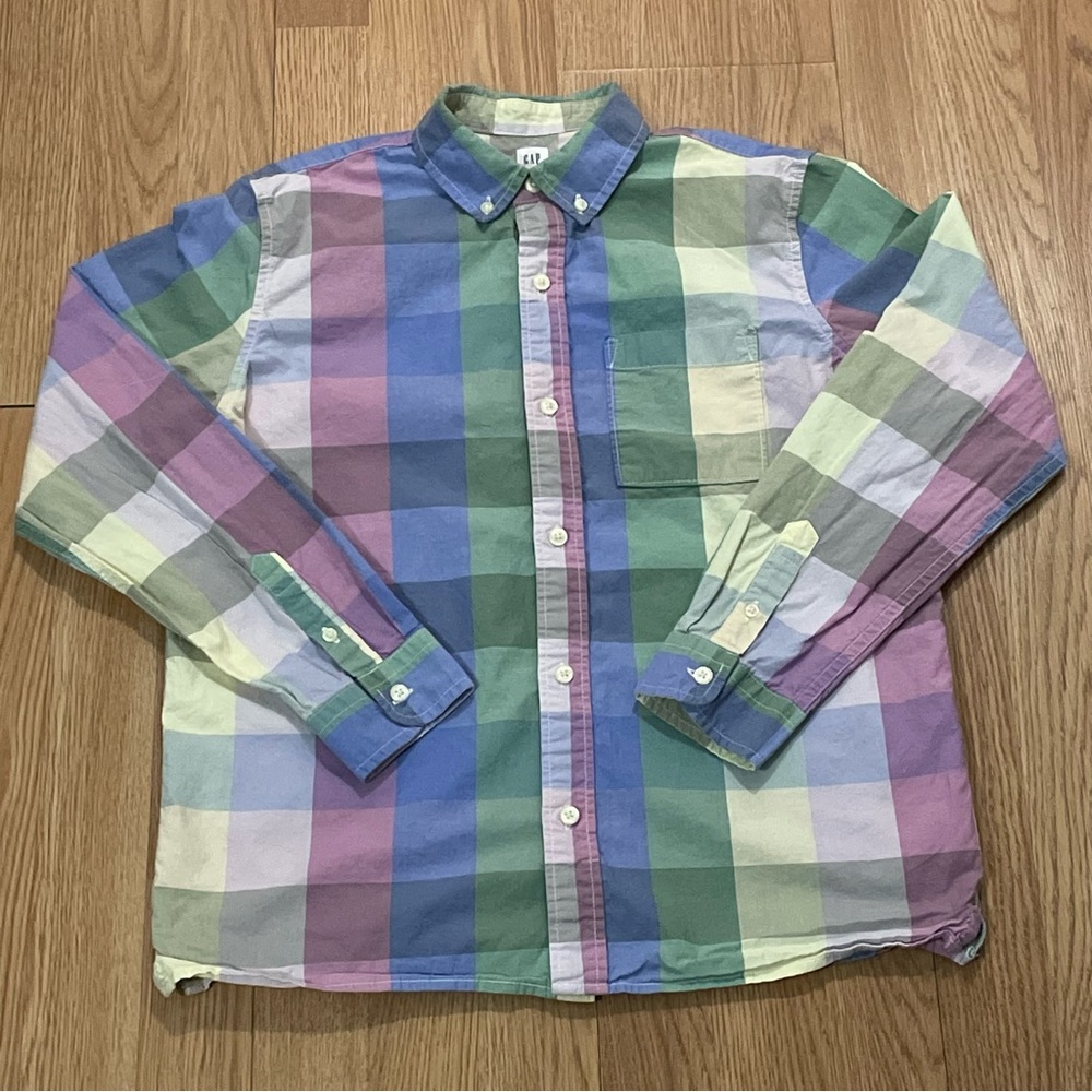 GapKids Boy’s XXL 14-16 Long Sleeve Button Up Shirt Color Block Preppy